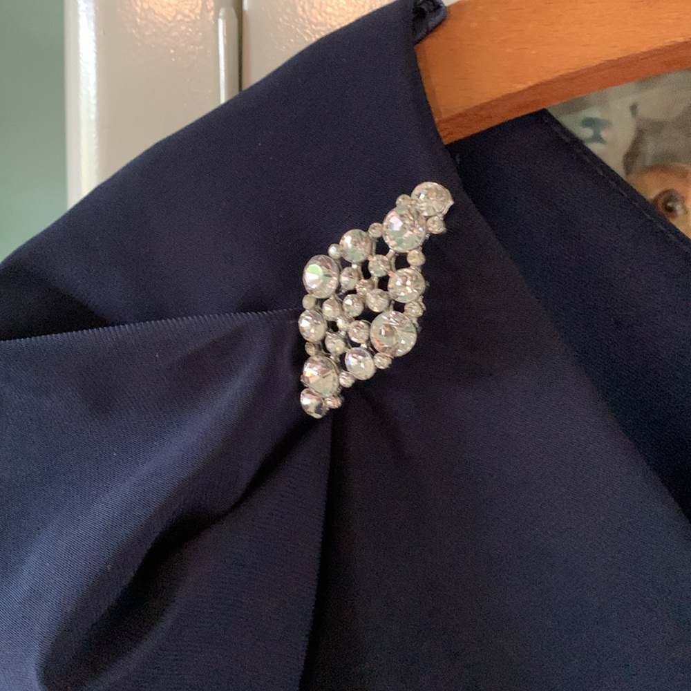 R & M Richards sz 12 formal jumpsuit wedding evening wear euc navy - Picture 7 of 8